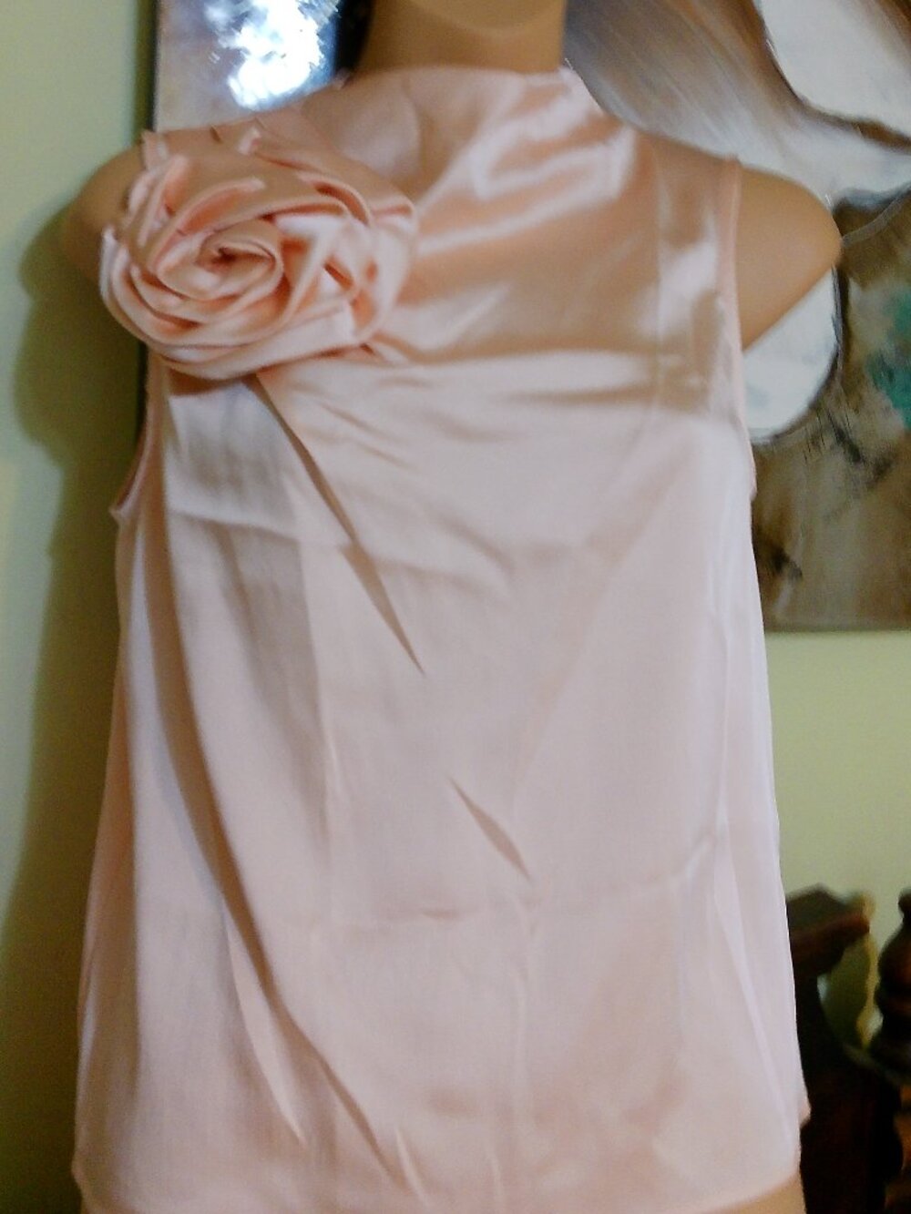 NEW REVOLUTION PEACH BLOUSE WITH FLOWER SIZE XXS NWT
